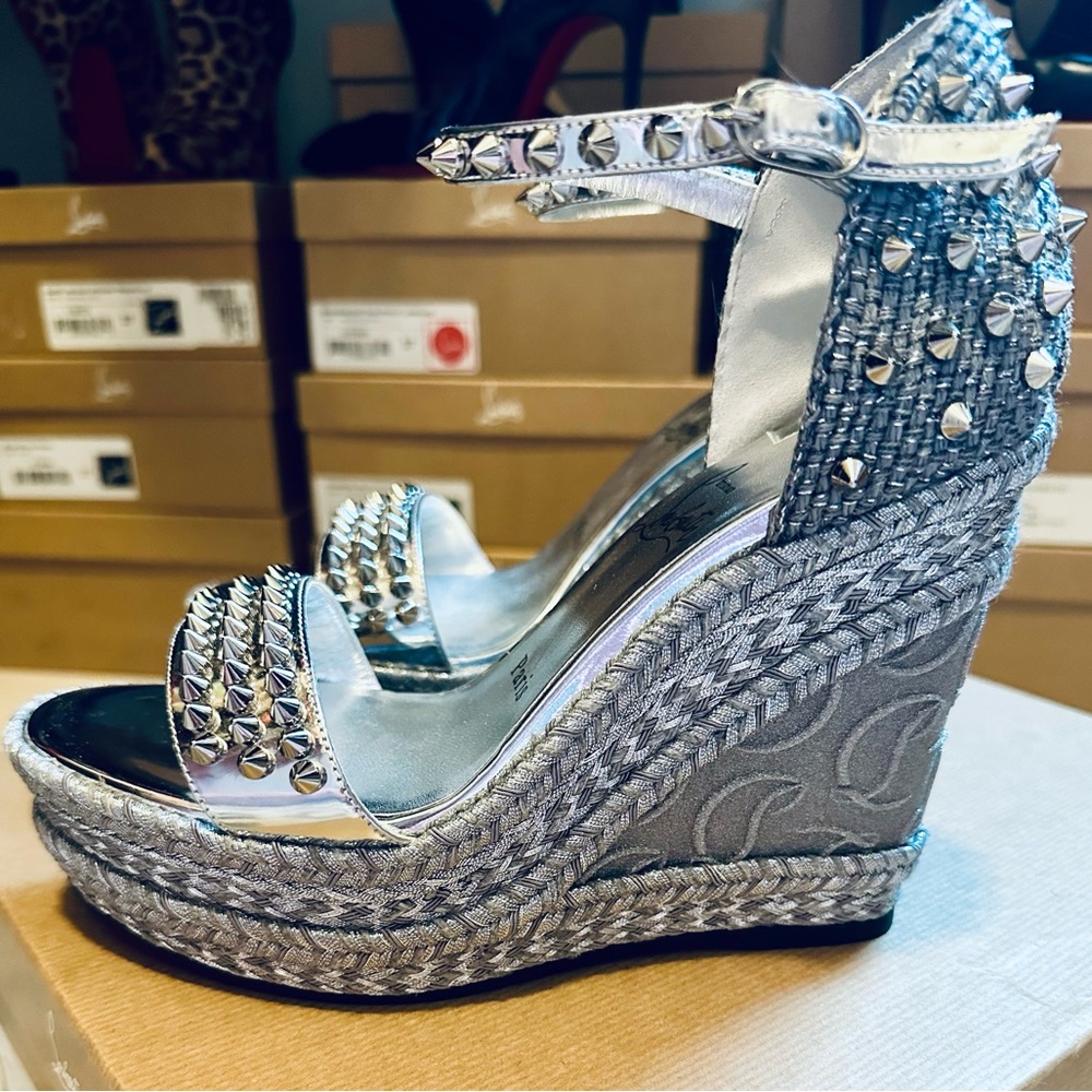MADMONICA 120 SILVER size 37 Christian Louboutin Wedge Heels